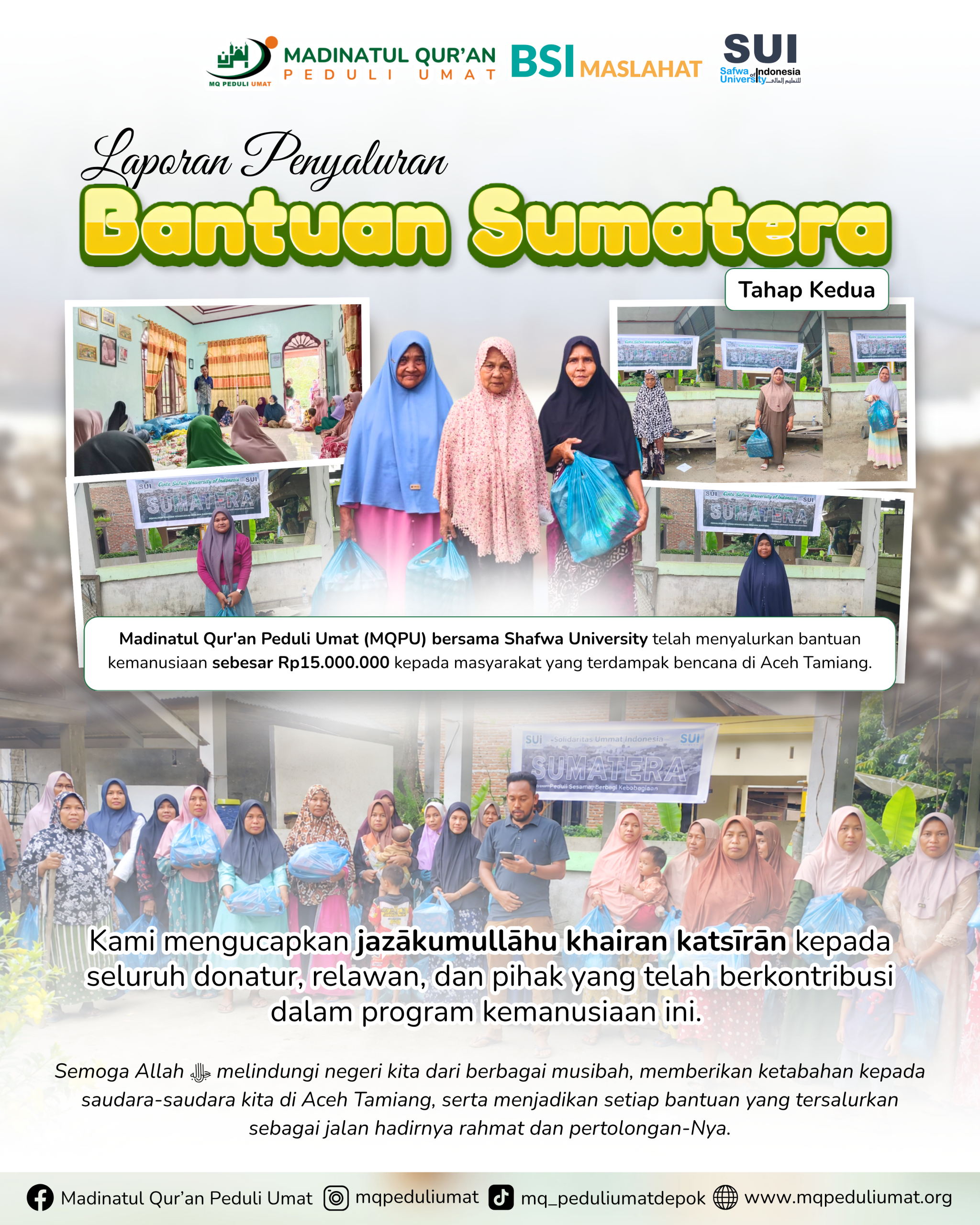 Laporan Penyaluran bantuan sumatera